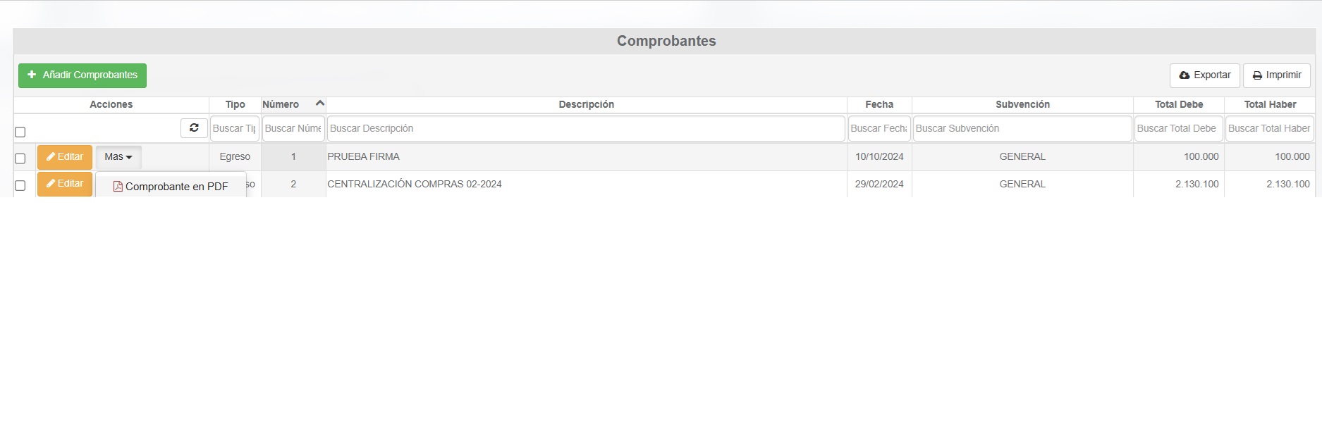 Ruta Impresión Comprobante